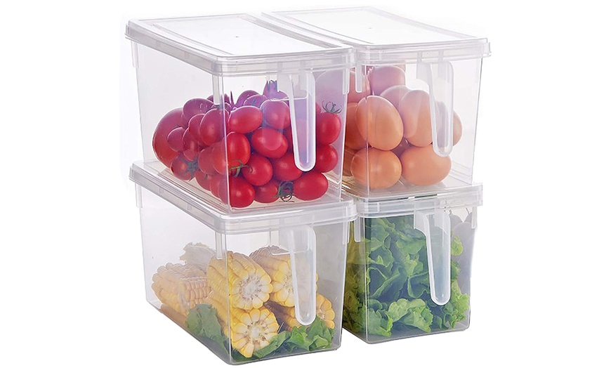 Image 5: 4 Piece Clear Refrigerator Food Storage Container