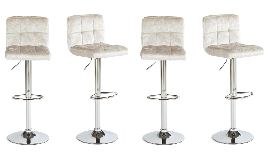 Image 3: Two Crushed Velvet Bar Stools