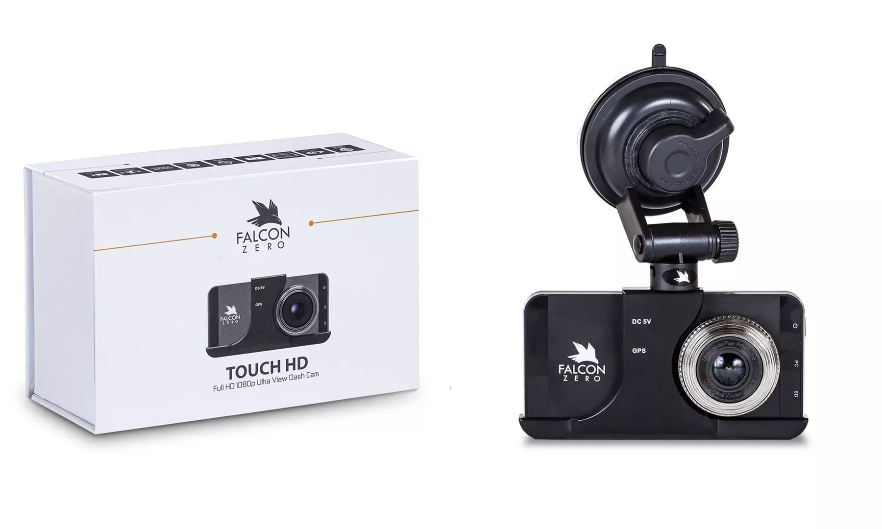 Falcon Zero Touch HD 1080 Dash Cam 4" Touch Screen GPS With 32GB Micro SD Card   - Primary Image