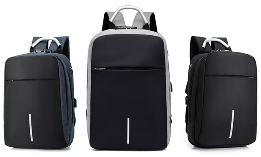 Image 1: Anti-Theft Password Lock Backpack