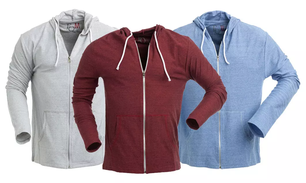 Finest Quality Group Men's Solid Lightweight Zip-Up Hoodie Sweater - Primary Image
