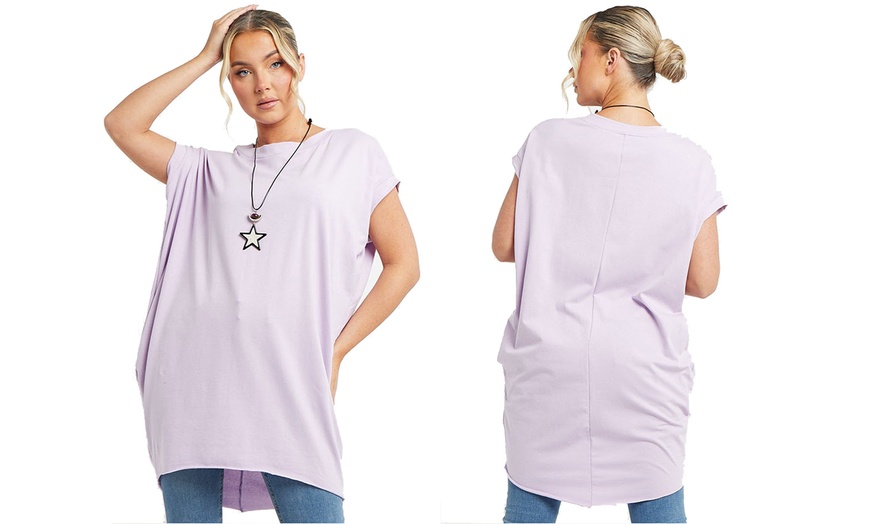 Image 4: Oversized Cotton T-Shirt with Free Necklace