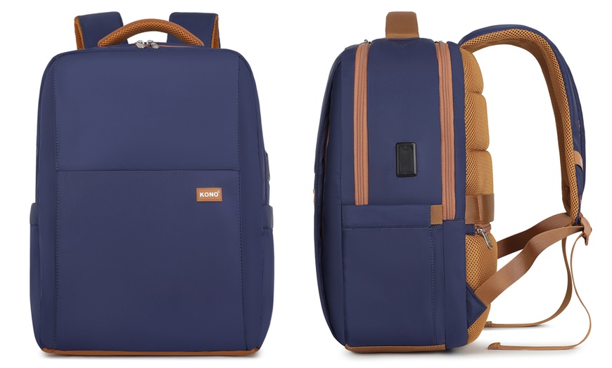 Image 17: Water-Resistant Laptop Backpack With USB Charging