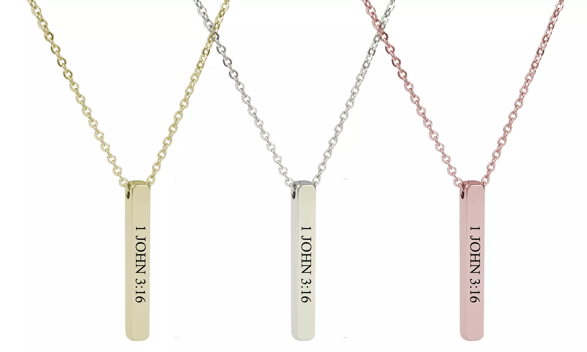 3D Vertical Bar Bible Verse Necklace by Pink Box - Primary Image