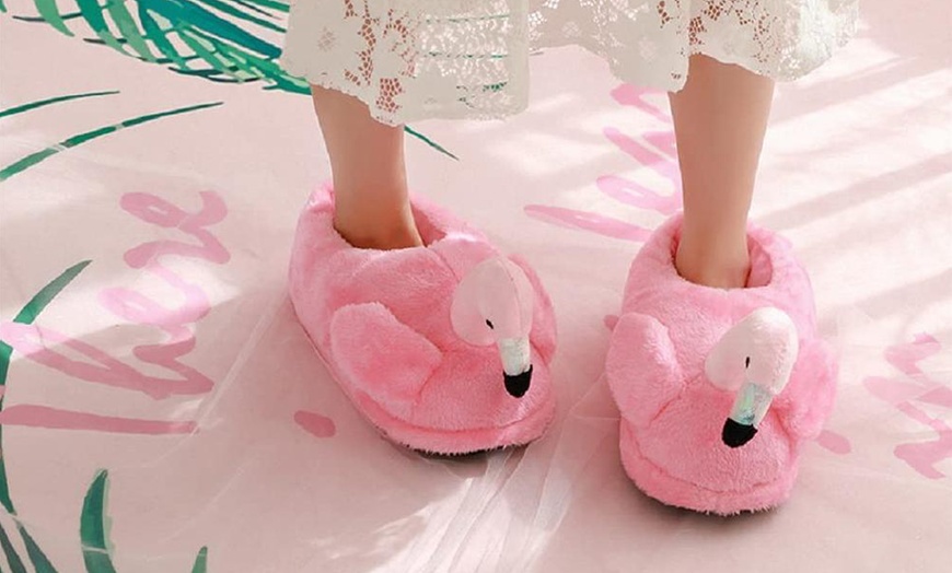 Image 6: Flamingo Plush Slippers