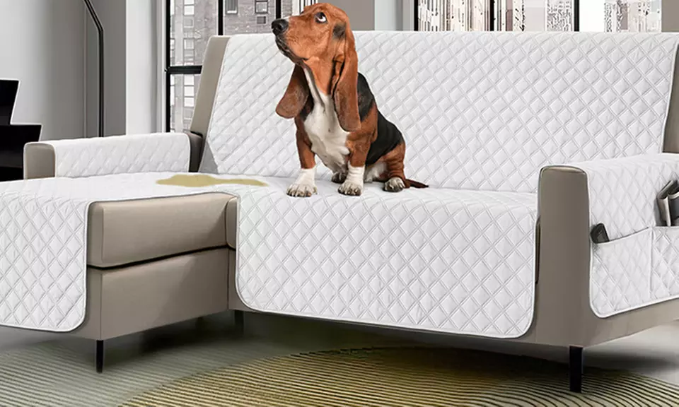 Copridivano con penisola impermeabile con tasche porta oggetti