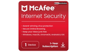  McAfee Internet Security 2024 - 1 and 3 Devices for 1 and 2 Years 