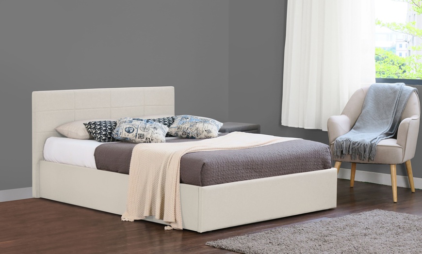 Image 3: Fabric Ottoman Bed Frame with Optional Mattress