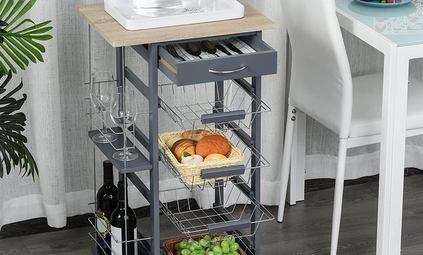 Image 25: HomCom Kitchen Trolley Cart