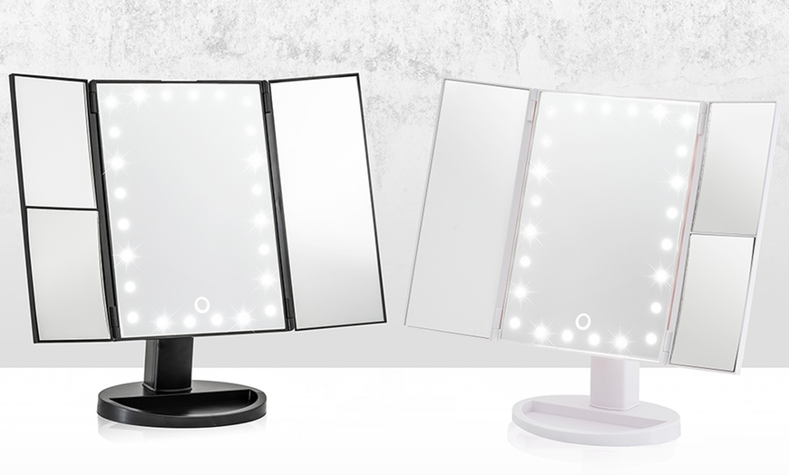 Image 1: GloBrite Tri-Fold LED Mirror