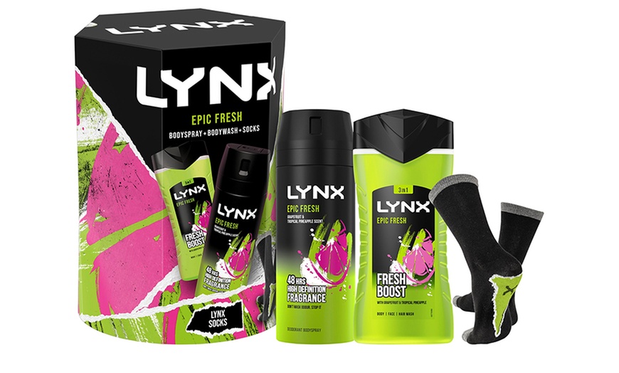 Image 1: Lynx Epic Fresh Body Wash and Body Spray Gift Set with a Pair of Socks