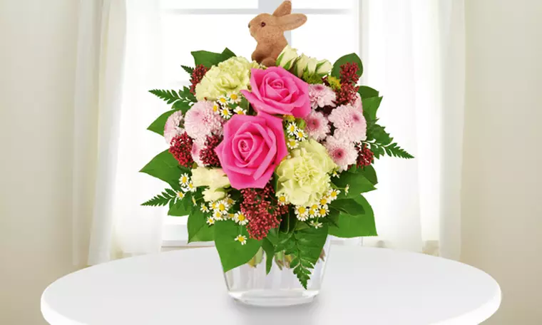 Oster-Blumenstrauß mit Grußkarte, Lindt Schokolade und Piccolo Perlwein (40% sparen*) - Second Medium