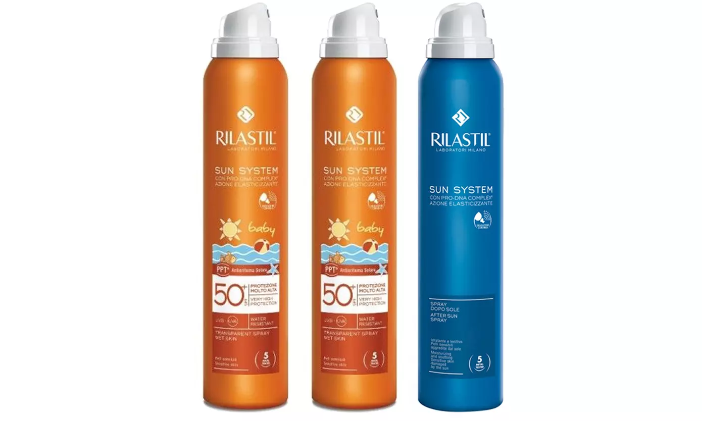 2 confezioni di Rilastil System Baby e Trasparent con doposole da 200 ml