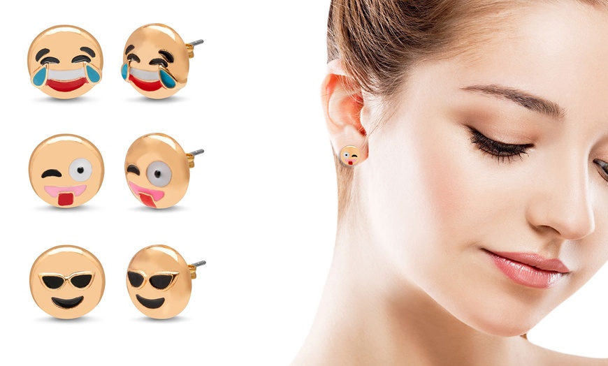 Image 5: OMG Jewel emoji Earrings Set