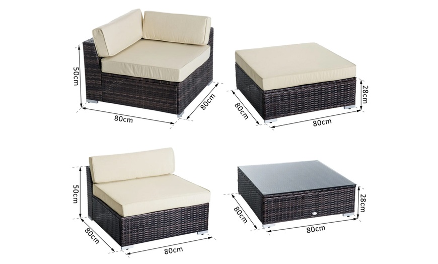 Image 10: Outsunny Six-Piece Rattan-Effect Outdoor Furniture Set