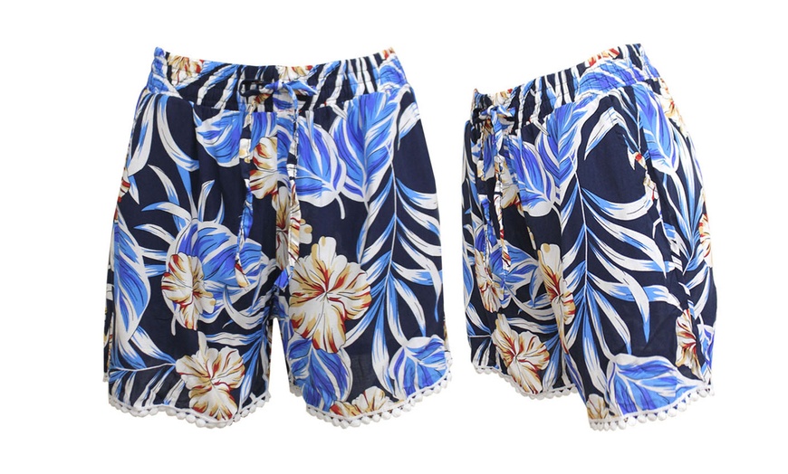 Image 7: Printed Pom-Pom Hem Cotton Shorts