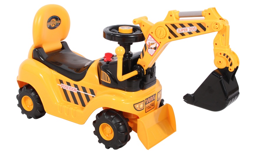 Image 11: Ride-On Toy Digger with Helmet