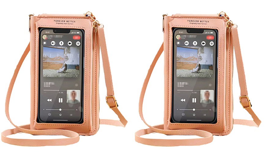 Image 6: Waterproof Crossbody Phone Bag with USB Charger Port