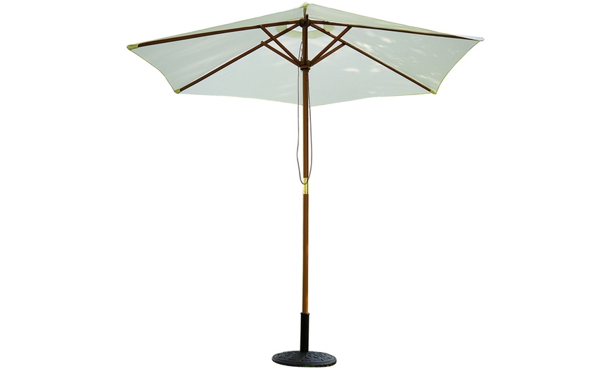 Image 4: Outsunny 2.5m Wood Garden Parasol