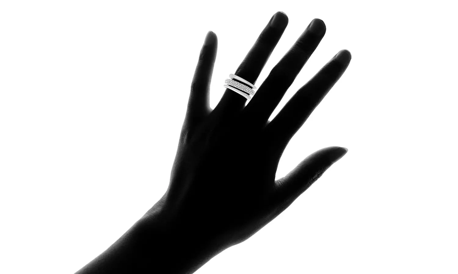 Lesa Michele Triple Row Ring Made with Swarovski Elements - Second Medium