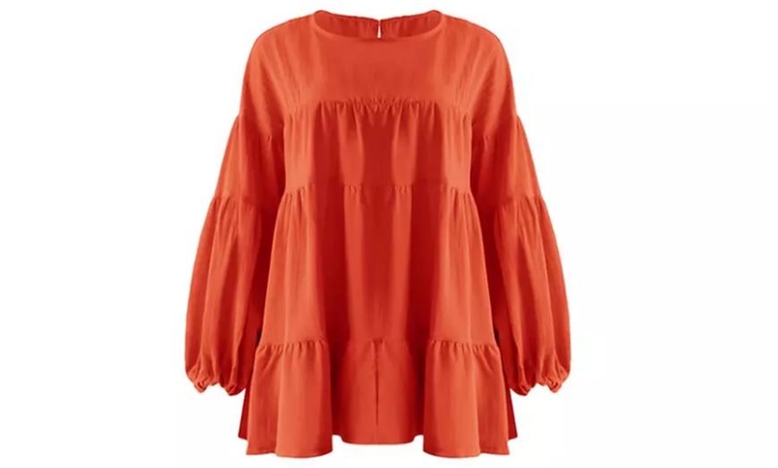 Image 6: Oversized Tiered Long-Sleeve Top