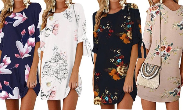 floral casual dress with sleeves