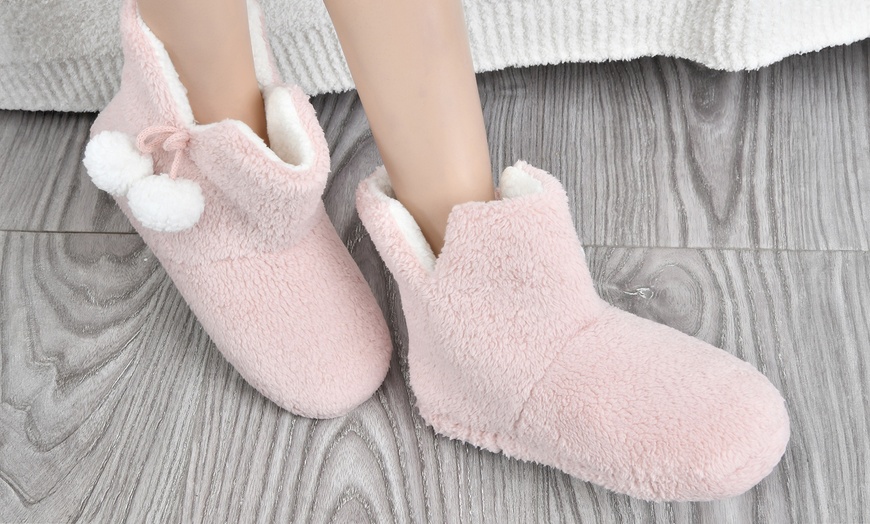 Image 3: Teddy Fleece Bootie Slippers