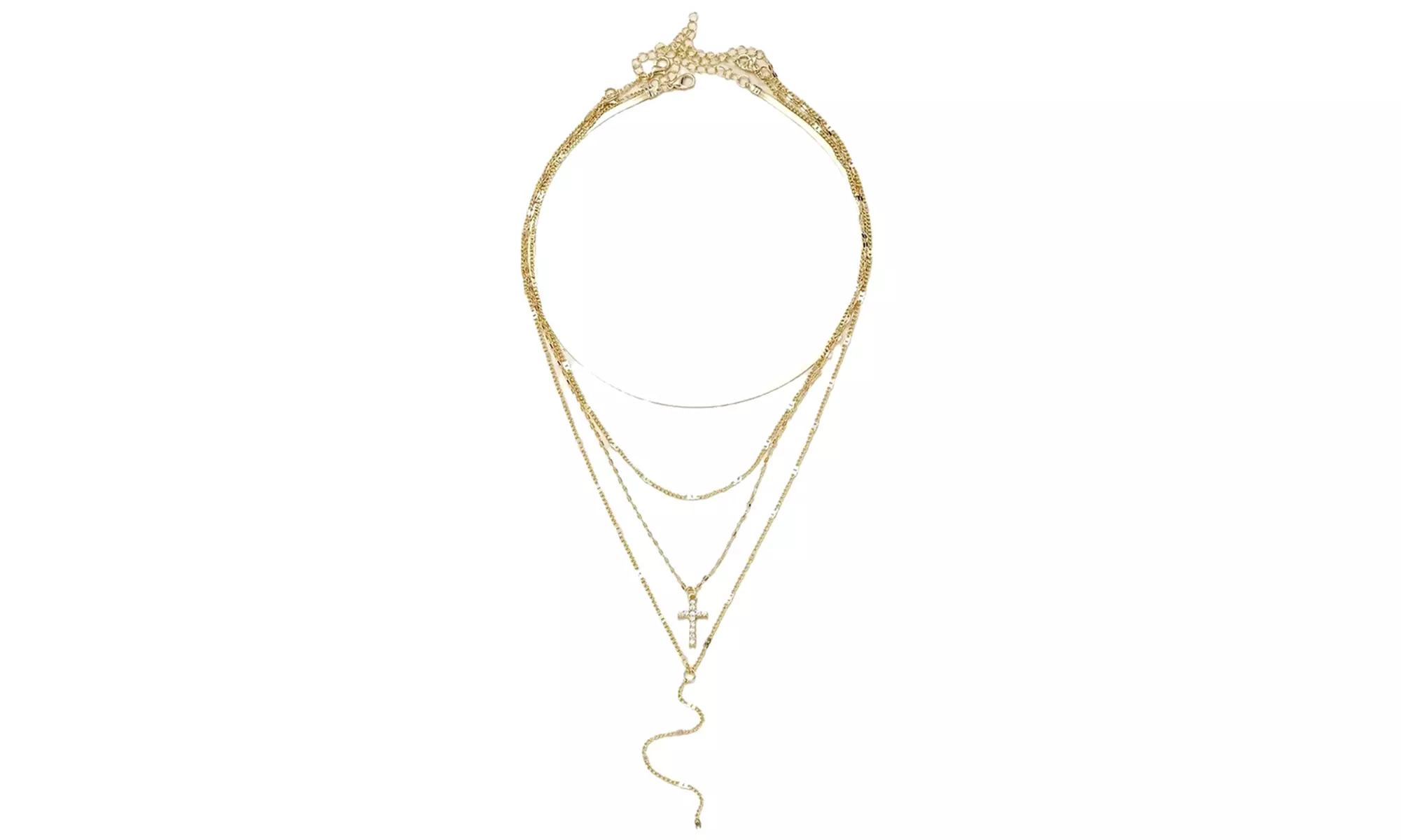 Juego de 4 collares multicapa dorados