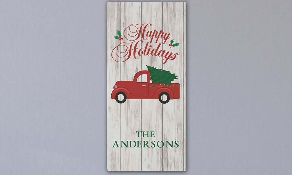Custom holiday wall art with up to two lines of text