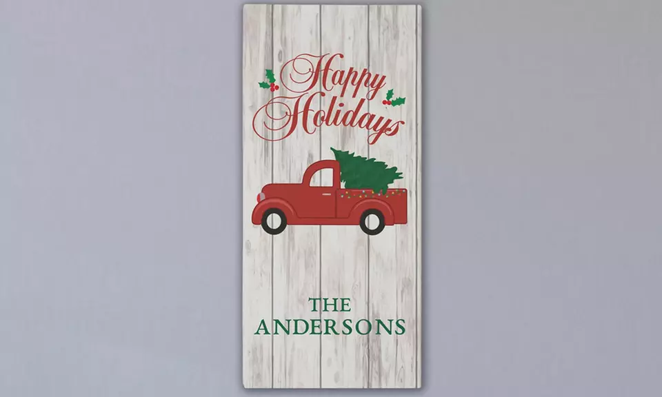 Custom holiday wall art with up to two lines of text