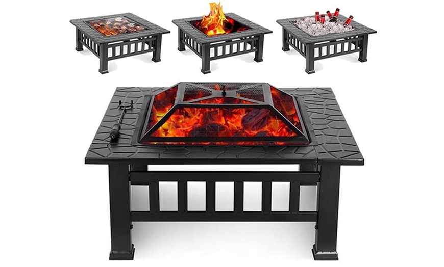 Image 1: Large Three-in-One BBQ, Fire and Ice Pit
