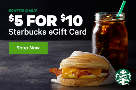 $5 for $10 Starbucks eGift Card