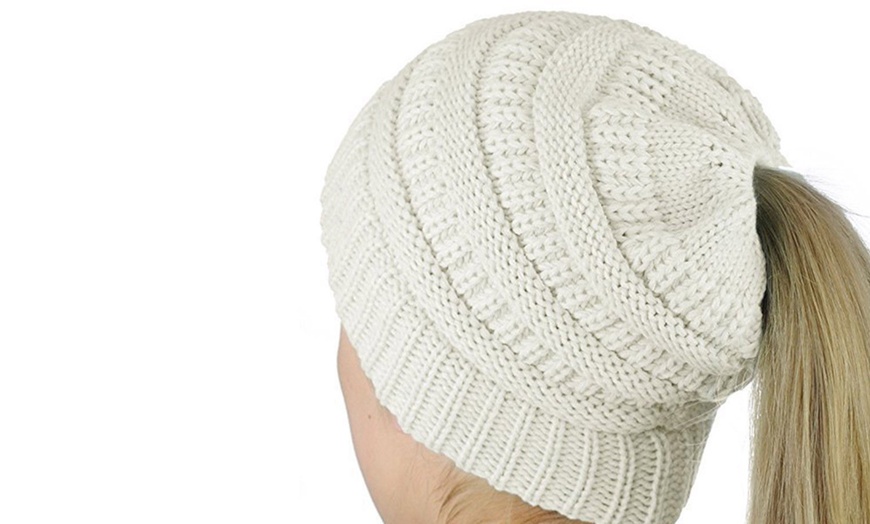 Image 2: Knitted Ponytail Beanie