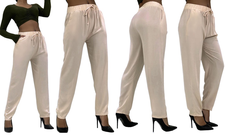 Image 11: Women's Plain Cotton Pocket Trousers