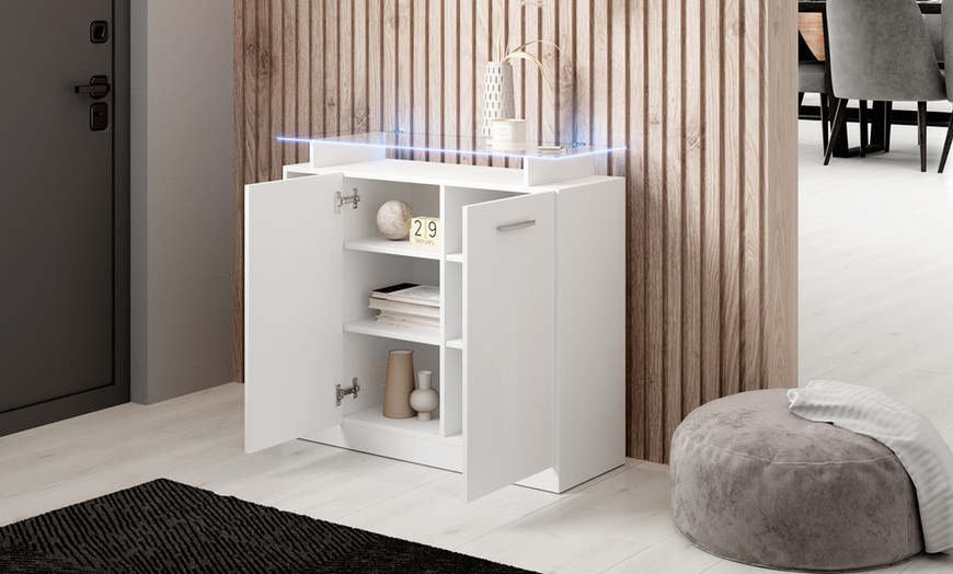 Image 2: Commode avec LED et plateau en verre