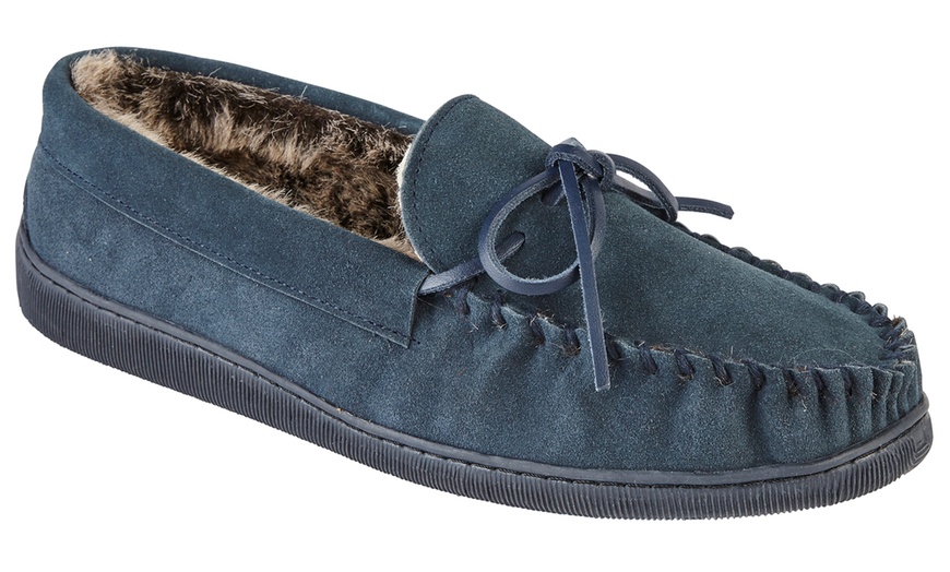 Men's Leather Moccassin Slippers | Groupon