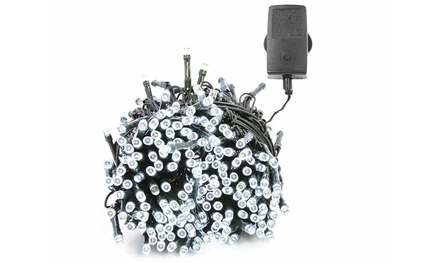 Image 4: 100 White LED Solar String Lights