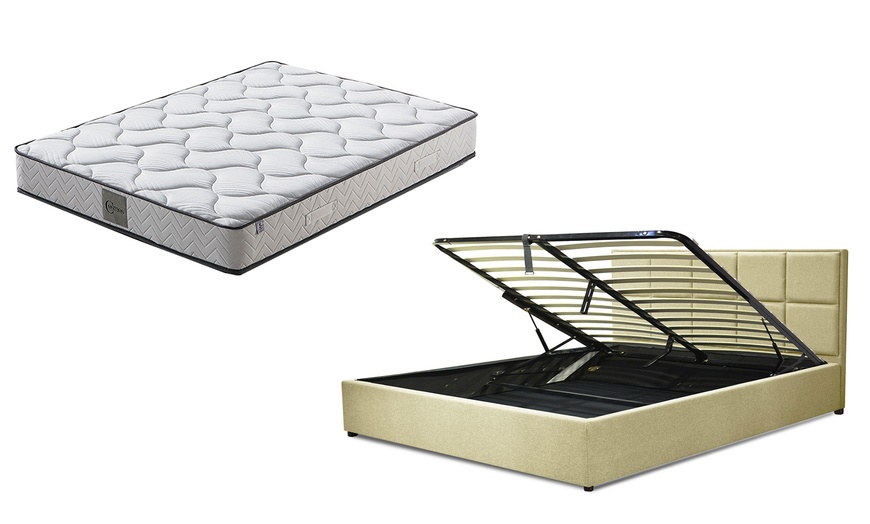 Image 14: Lit coffre Florence tissu, matelas ''Cosmos'' en option