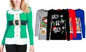 Women's Christmas Printed Long Sleeve T-Shirt