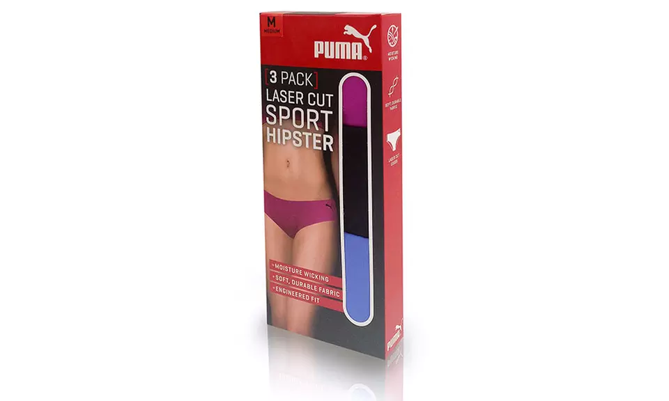 Puma Women's Laser-Cut Sport Briefs (3-Pack)  - Second Medium