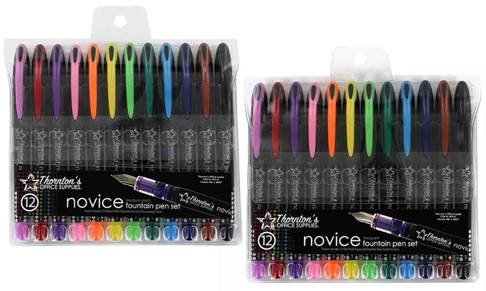 Thornton's Office Supplies Novice Disposable Fountain Pens (12-Pack) - Primary Image