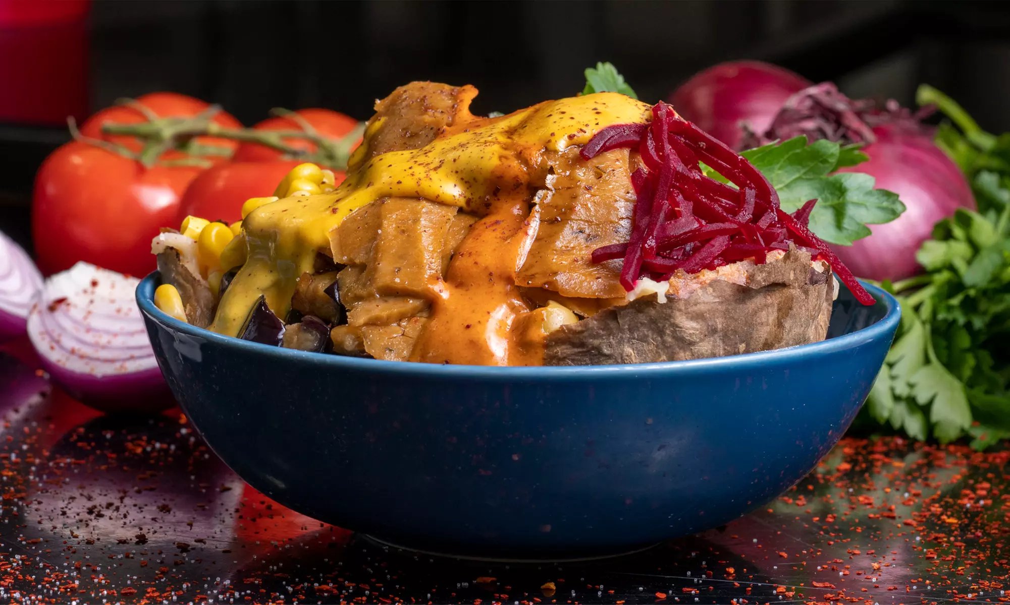 Gesunde Köstlichkeiten: Vegan/Veget. Döner, Dürum o. Kumpir  + Ayran