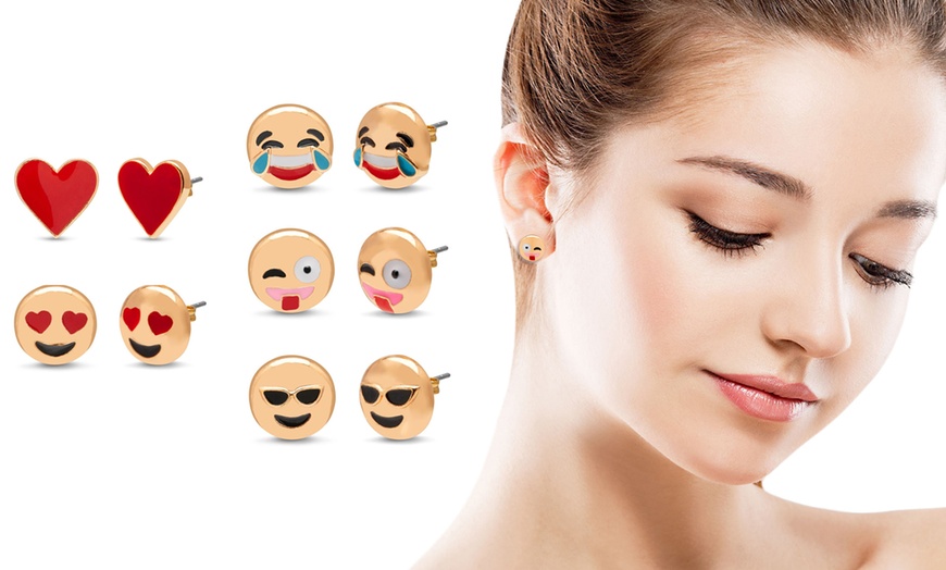 Image 2: OMG Jewel emoji Earrings Set