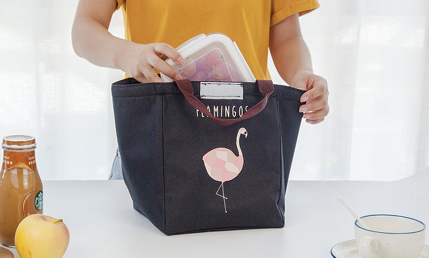 Image 4: Flamingo Insulated Lunch Bag