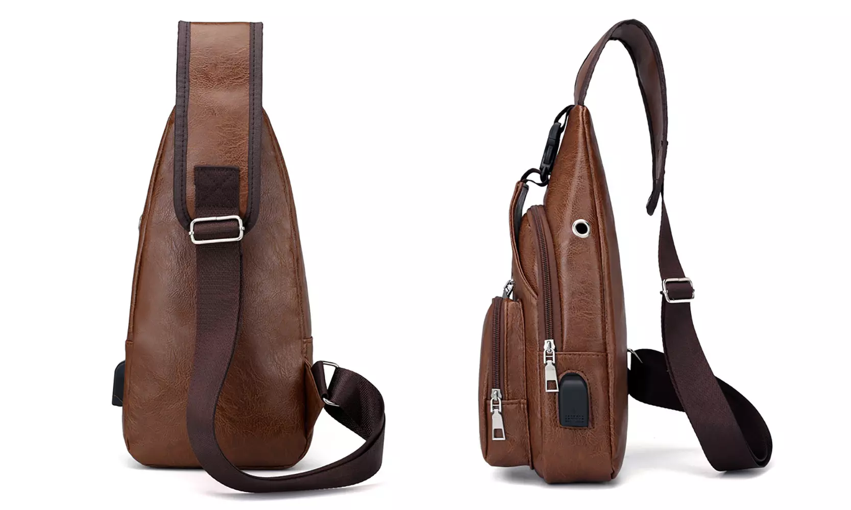 1x oder 2x Umhänge-Brusttasche in Leder-Optik für Herren