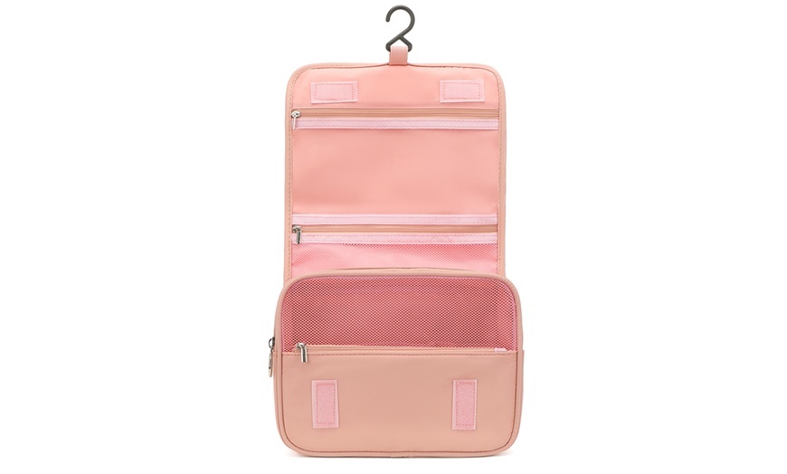 Image 14: Hanging Multi-Pocket Water-Resistant Travel Makeup Bag