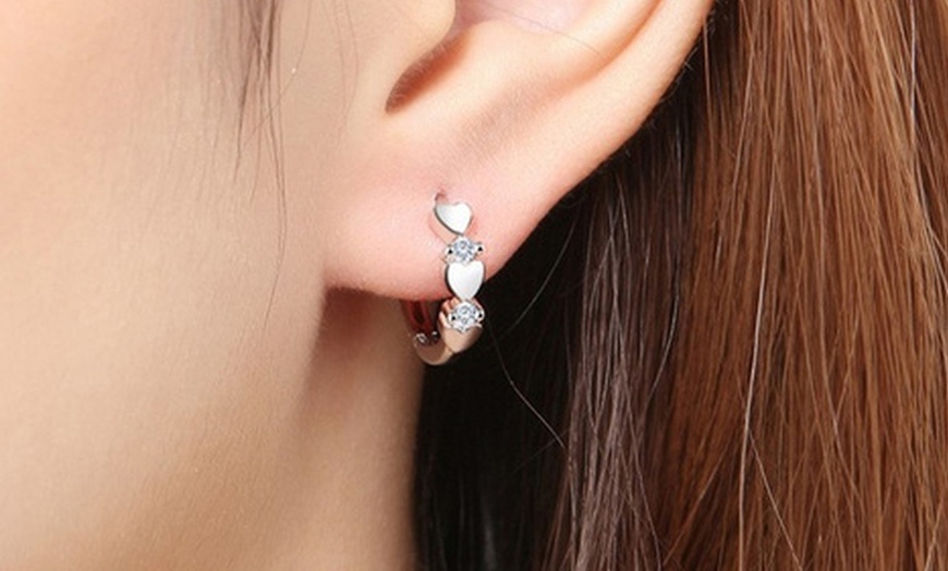 Image 5: Heart-Shaped Hoop Earrings