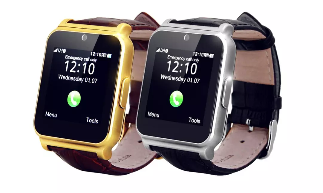 W90 Smartwatch mit Lederarmband in Silber/Schwarz oder Gold/Braun inkl. Versand (71% sparen*) - Primary Image