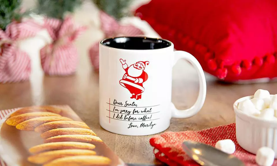One, Two, Three, Five, or 10 Personalized Personalized Holiday Mugs from Qualtry (Up to 80% Off) - Second Medium