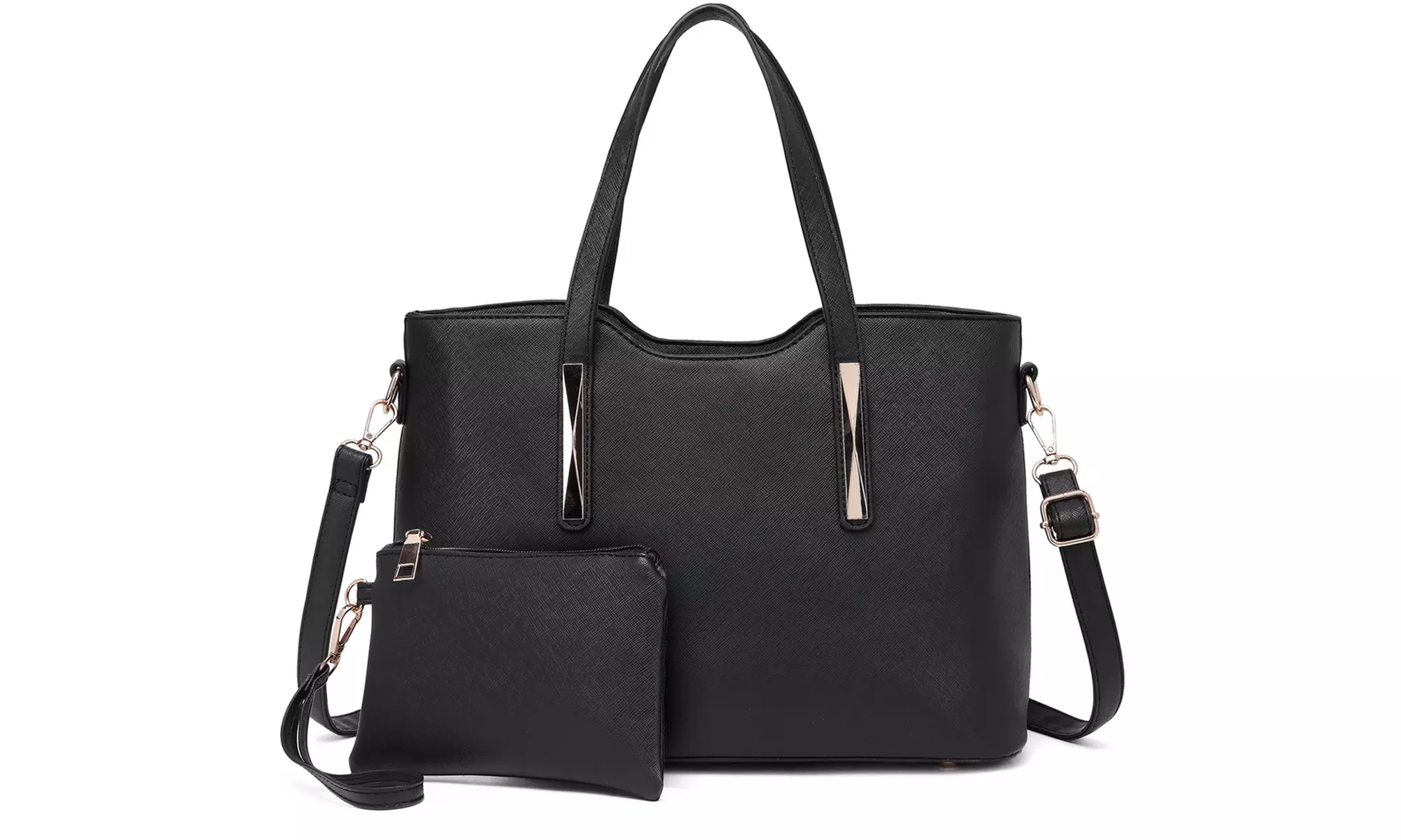 Damen-Handtasche und Geldbörse in Leder-Optik